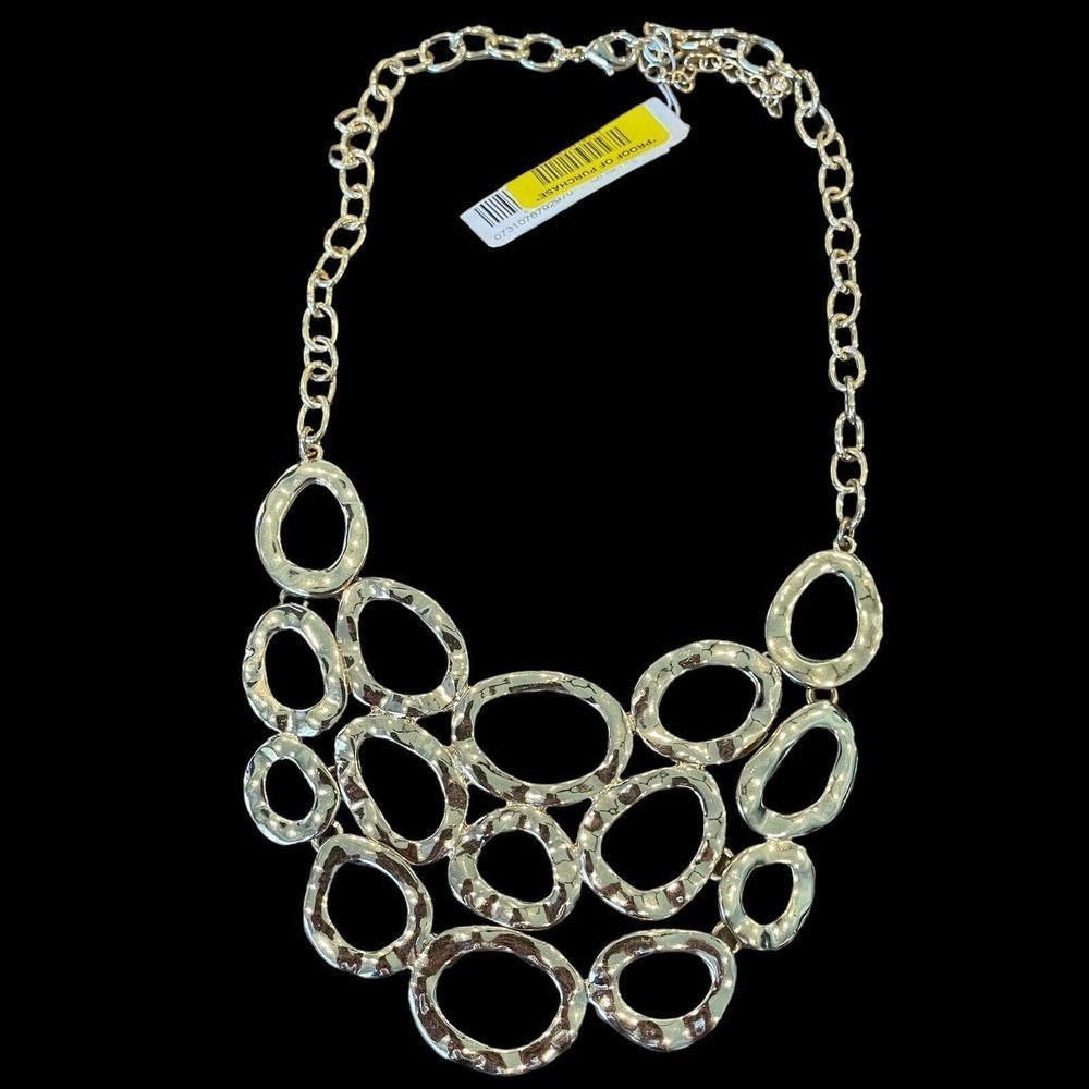 Dillard’s NWT Gold Tone Large Circle Bib Statement Runway Necklace Women’s